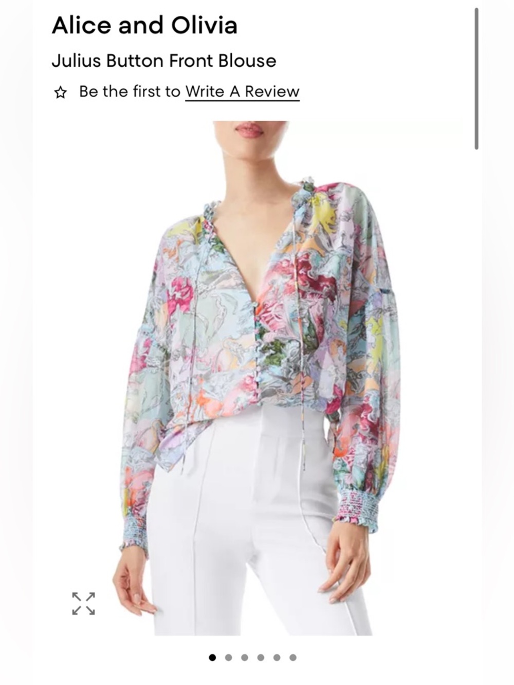 Alice and Olivia size XS Julius Button Front Blouse